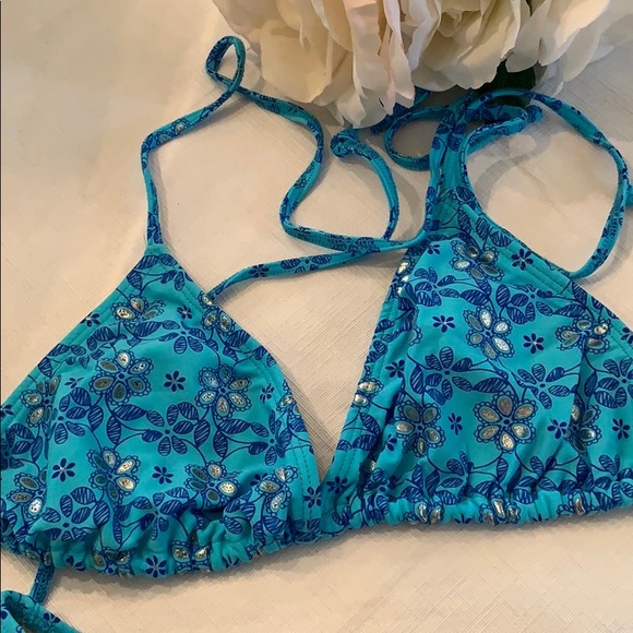 Moon Splash String Bikini. Blue and Silver - Picture 3 of 3